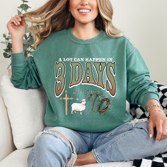 THREE DAYS GREEN W/ WHITE TEXT - DTF TRANSFER