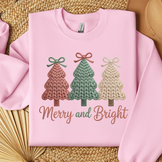 FAUX YARN MERRY & BRIGHT TREES - DTF TRANSFER