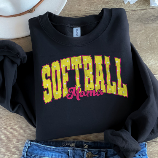 SOFTBALL MAMA DISTRESSED - DTF TRANSFER