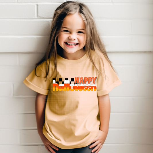 HAPPY HALLOWEEN CANDY CORN BLK CHECKER - DTF TRANSFER