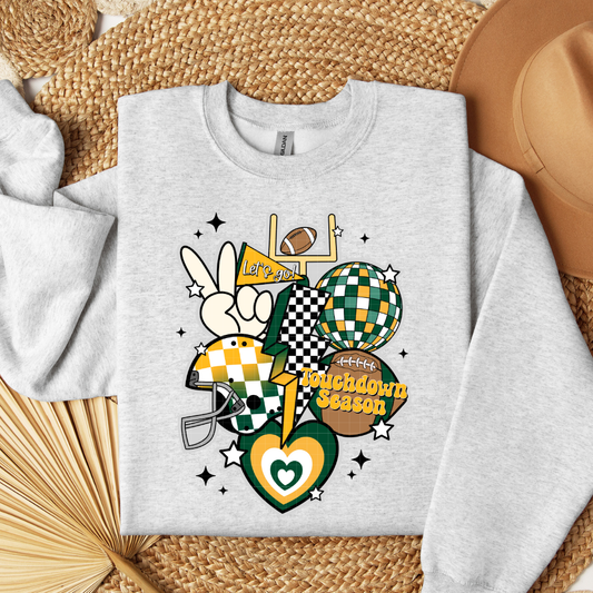 RETRO FOOTBALL COLLAGE - GREEN & YELLOW - DTF TRANSFER