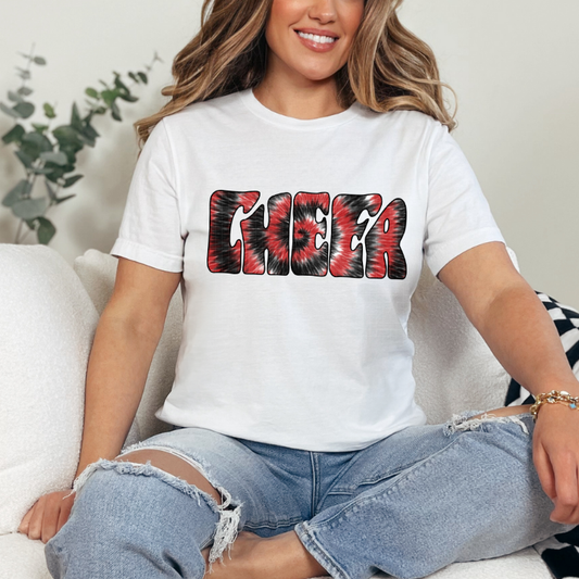 CHEER RED TIE DYE - DTF TRANSFER