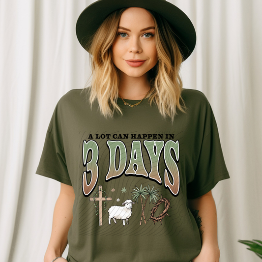 THREE DAYS GREEN W/ BLK TEXT - DTF TRANSFER