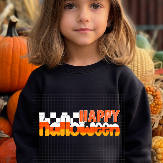 HAPPY HALLOWEEN CANDY CORN WHT CHECKER - DTF TRANSFER