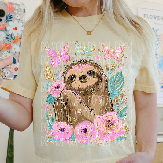 FLORAL SLOTH - DTF TRANSFER