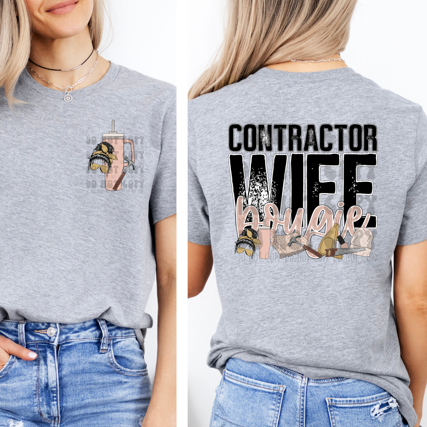 CONTRACTOR WIFE BOUGIE W/ POCKET - DTF TRANSFER