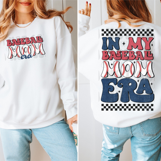 BASEBALL MOM ERA DISTRESSED - FRONT AND BACK - DTF TRANSFER