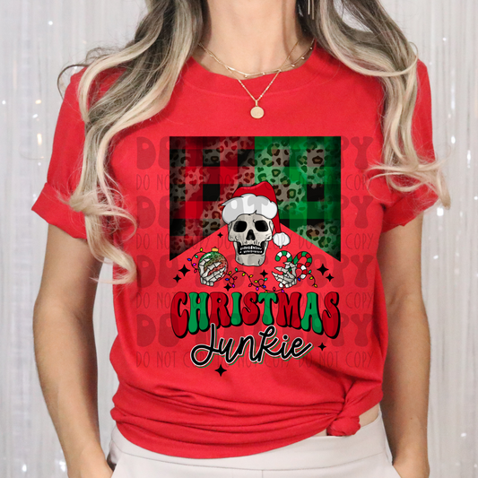 CHRISTMAS JUNKIE RED/GREEN LEOPARD - DTF TRANSFER