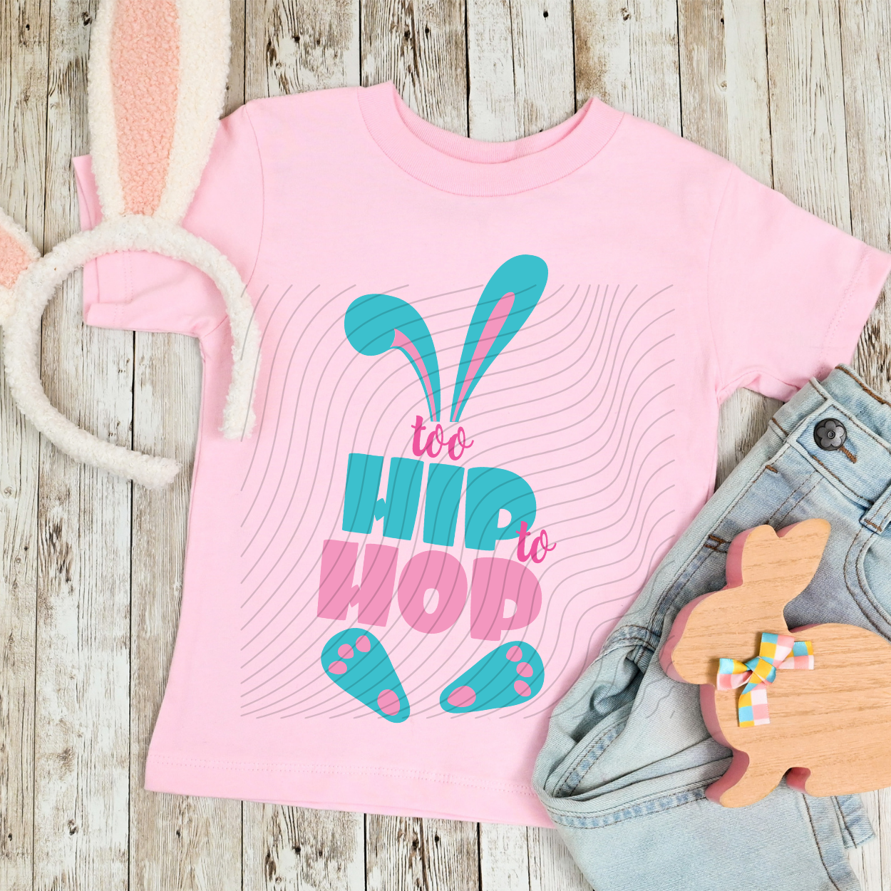 TOO HIP TO HOP BLUE AND PINK - DTF TRANSFER