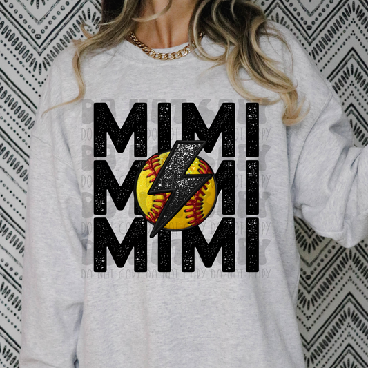 MIMI STACKED FAUX EMBROIDERY SOFTBALL - DTF TRANSFER