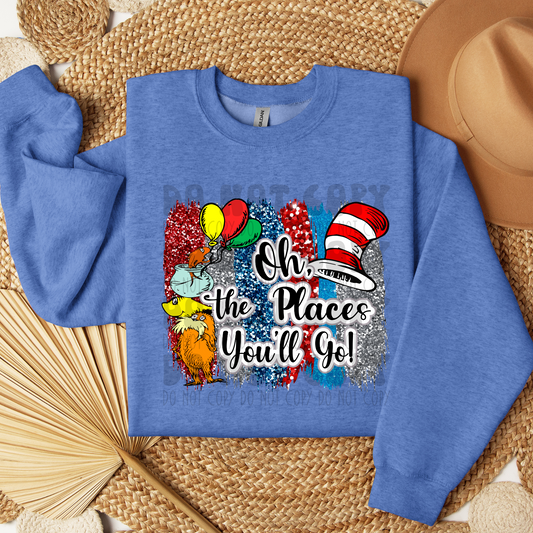 THE PLACES YOU'LL GO SEQUIN BACKGROUND - DTF TRANSFER
