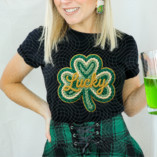 LUCKY FAUX YARN SHAMROCK - DTF TRANSFER