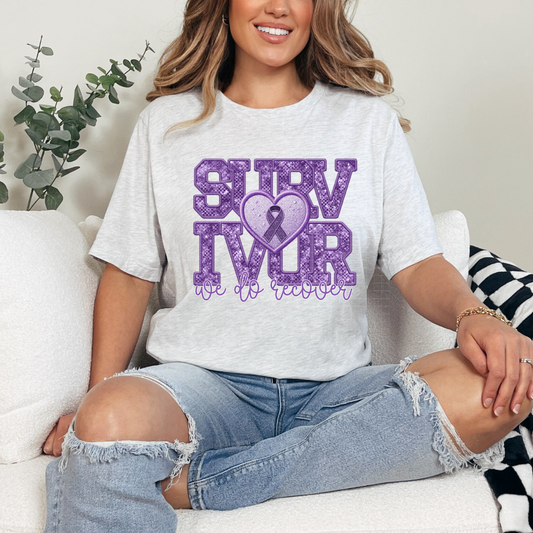 SURVIVOR, WE DO RECOVER PURPLE - DTF TRANSFER