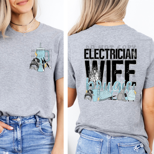 ELECTRICIAN WIFE BOUGIE W/ POCKET - DTF TRANSFER