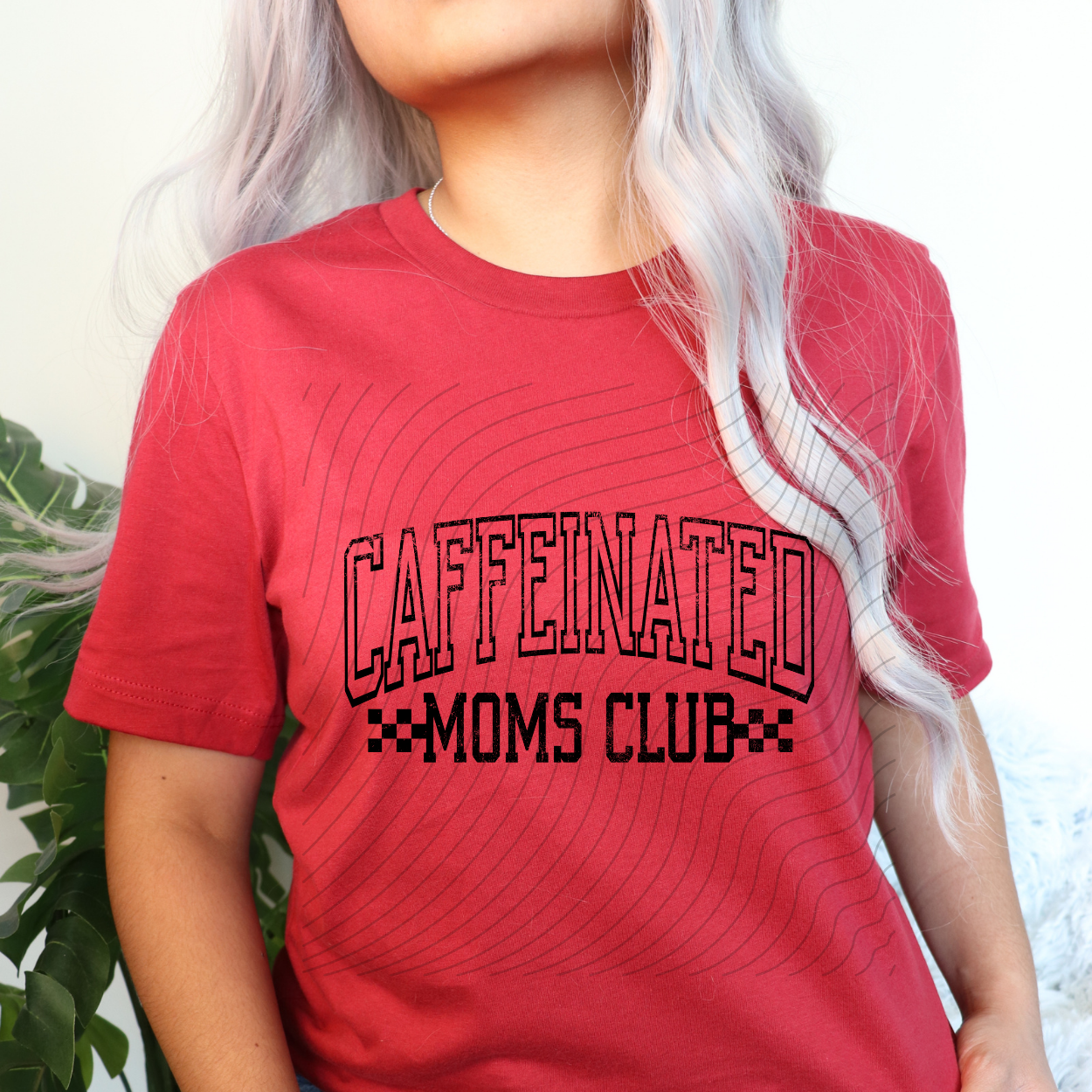 CAFFEINATED MOMS CLUB BLK DISTRESSED - DTF TRANSFER