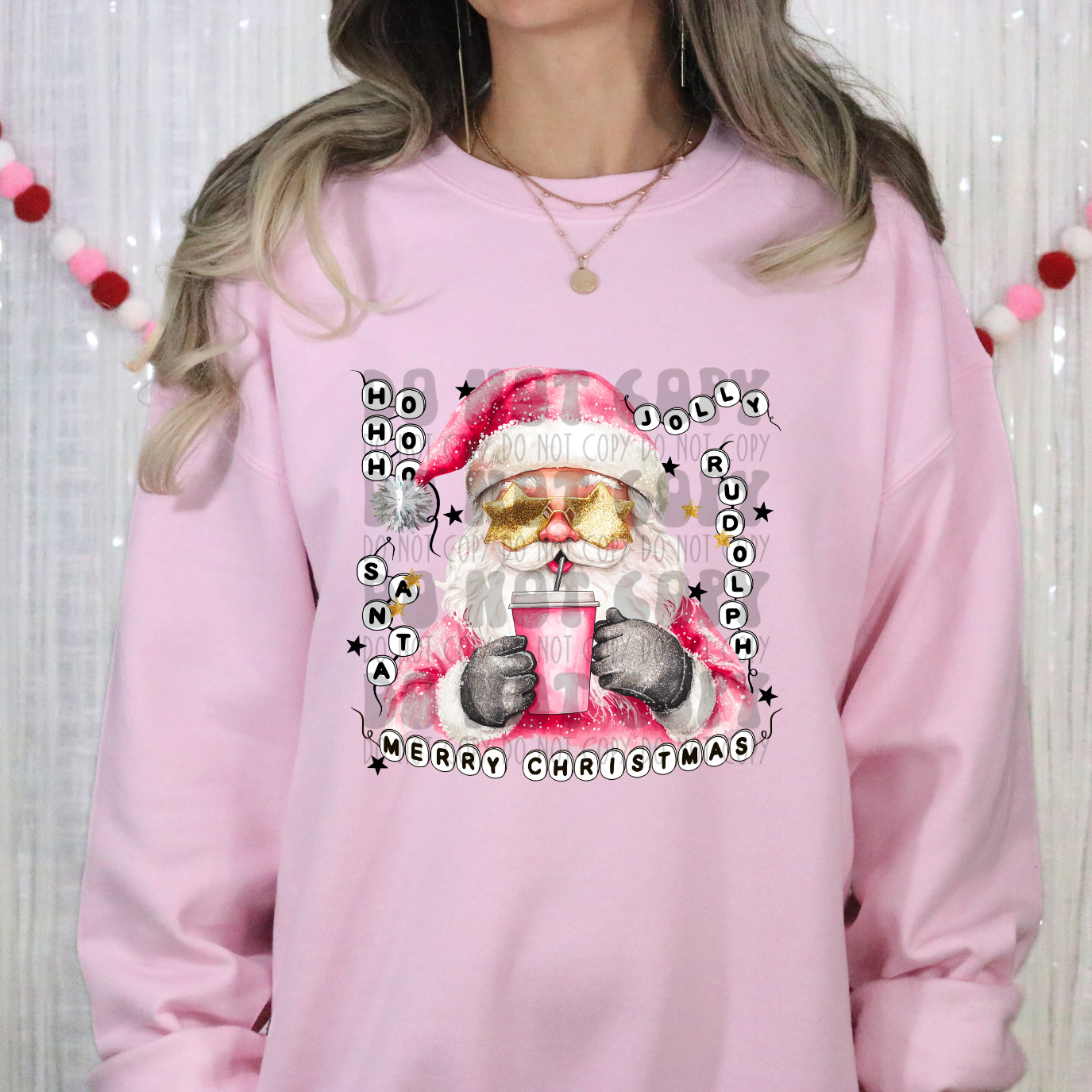 CUTE PINK SANTA - DTF TRANSFER
