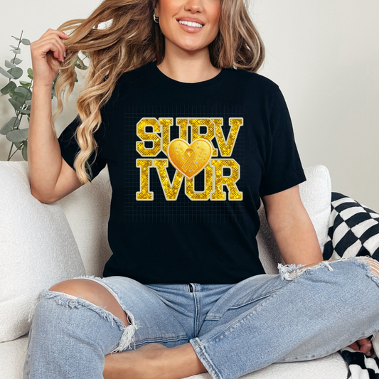 SURVIVOR, GOLD - DTF TRANSFER