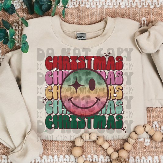 CHRISTMAS STACKED SMILEY - NO DISTRESS - DTF TRANSFER