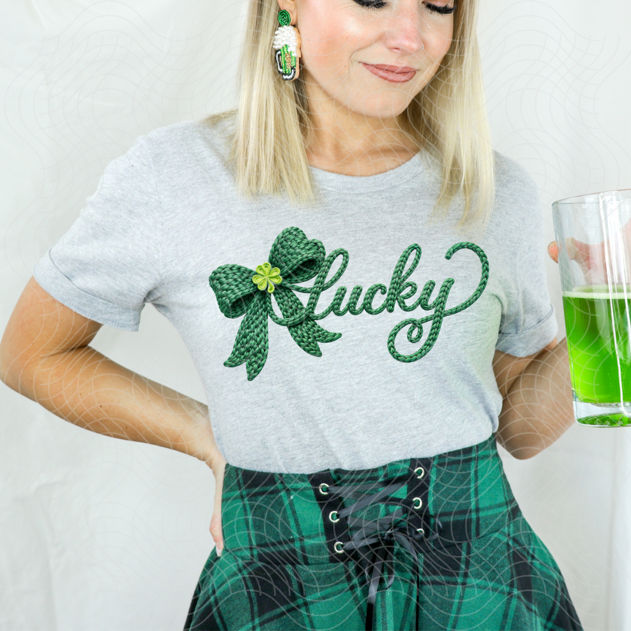 LUCKY FAUX YARN BOW - DTF TRANSFER