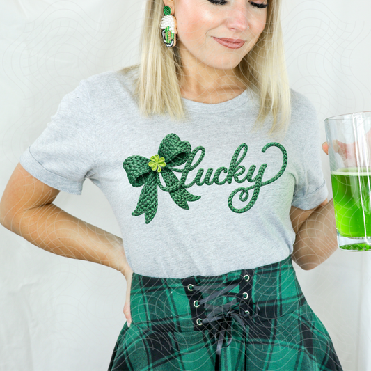 LUCKY FAUX YARN BOW - DTF TRANSFER
