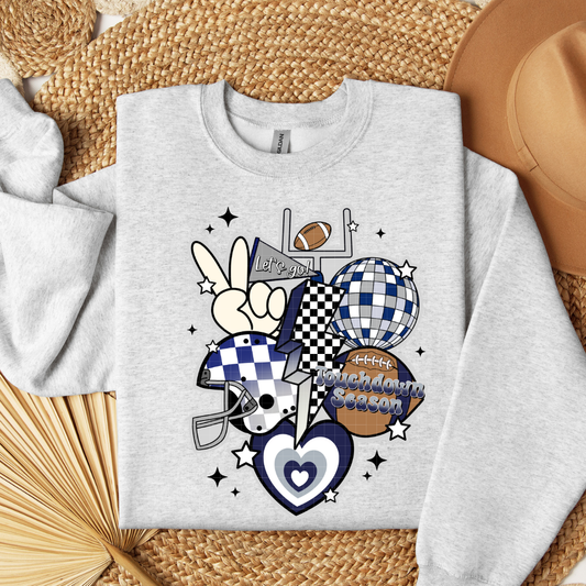 RETRO FOOTBALL COLLAGE - NAVY & GREY - DTF TRANSFER