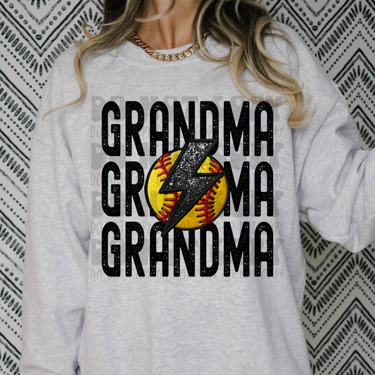 GRANDMA STACKED FAUX EMBROIDERY SOFTBALL - DTF TRANSFER