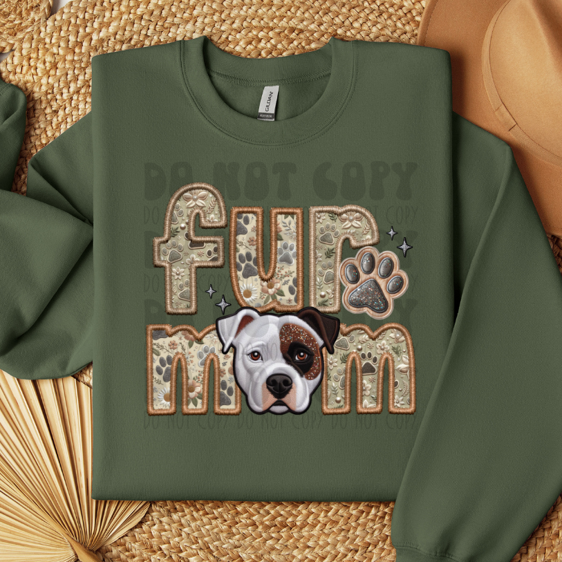 PITBULL, BROWN PATCH - FAUX EMBROIDERY - DTF TRANSFER
