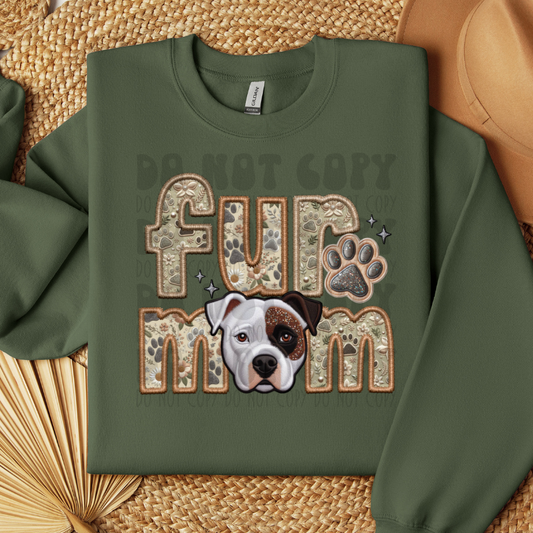 PITBULL, BROWN PATCH - FAUX EMBROIDERY - DTF TRANSFER