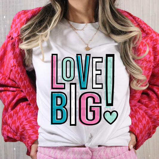 LOVE BIG PINK/TEAL - DTF TRANSFER