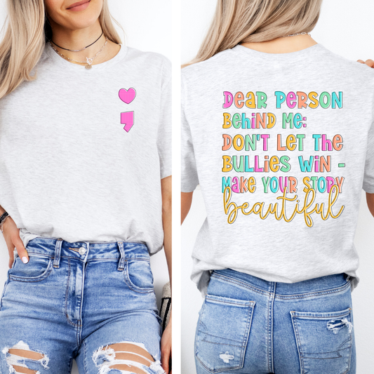 PERSON BEHIND ME, DON'T LET THE BULLIES WIN W/POCKET - DTF TRANSFER