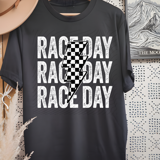 RACE DAY WHITE STACKED - DTF TRANSFER