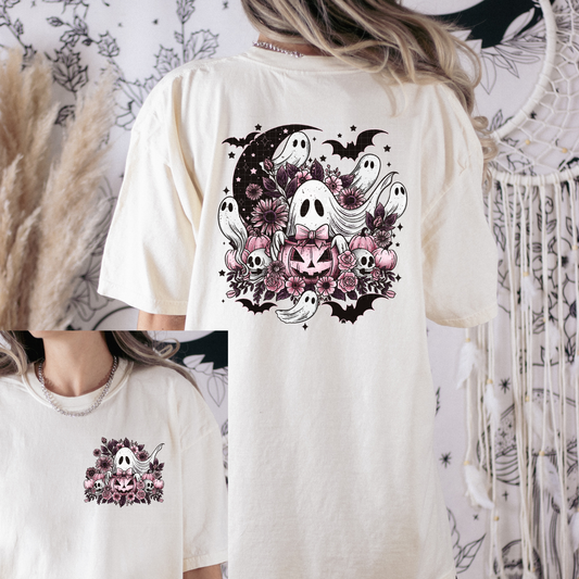 PINK PUMPKIN GHOSTS W/ POCKET - DTF TRANSFER