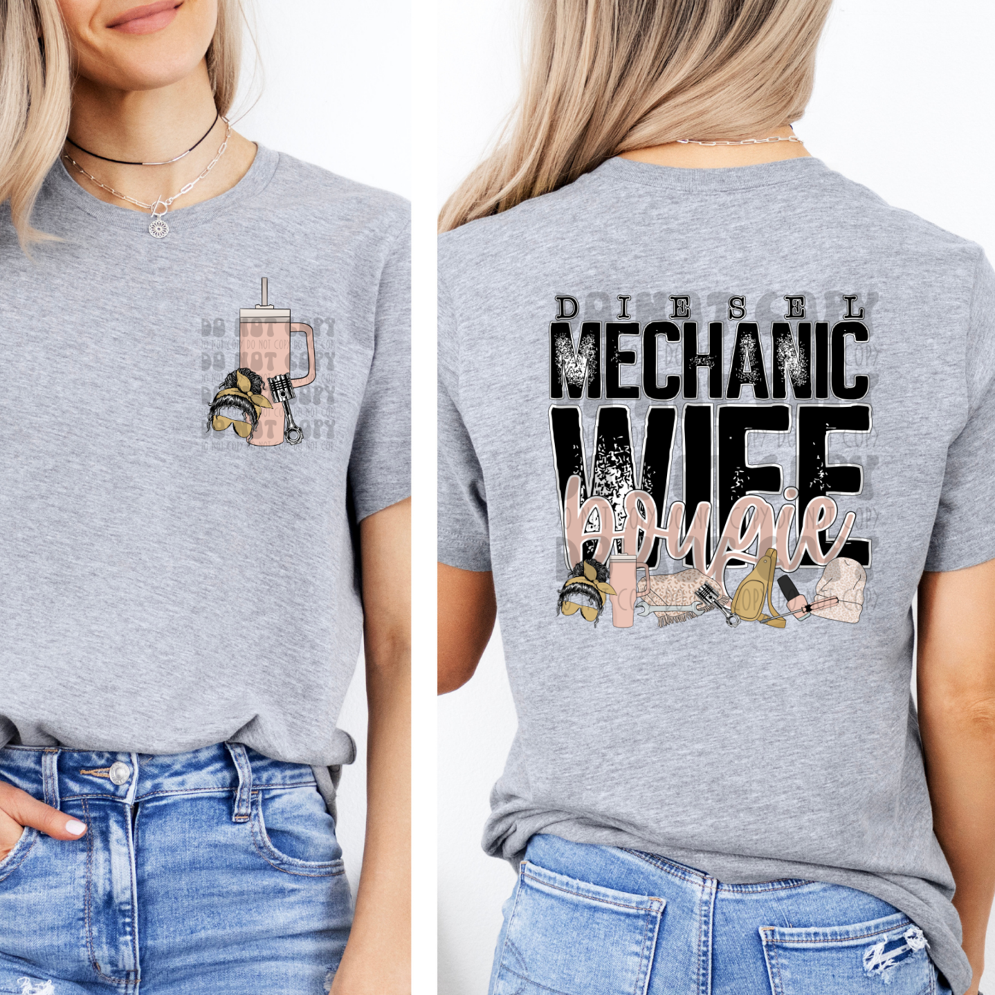 DIESEL MECHANIC WIFE BOUGIE W/ POCKET - DTF TRANSFER