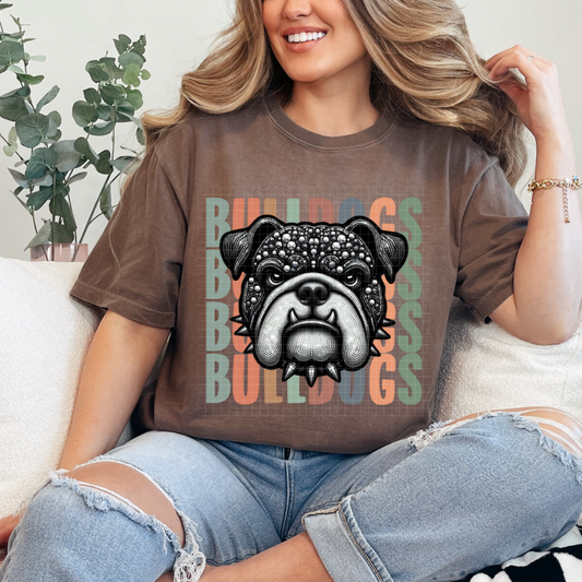 BULLDOGS STACKED RHINESTONES - DTF TRANSFER