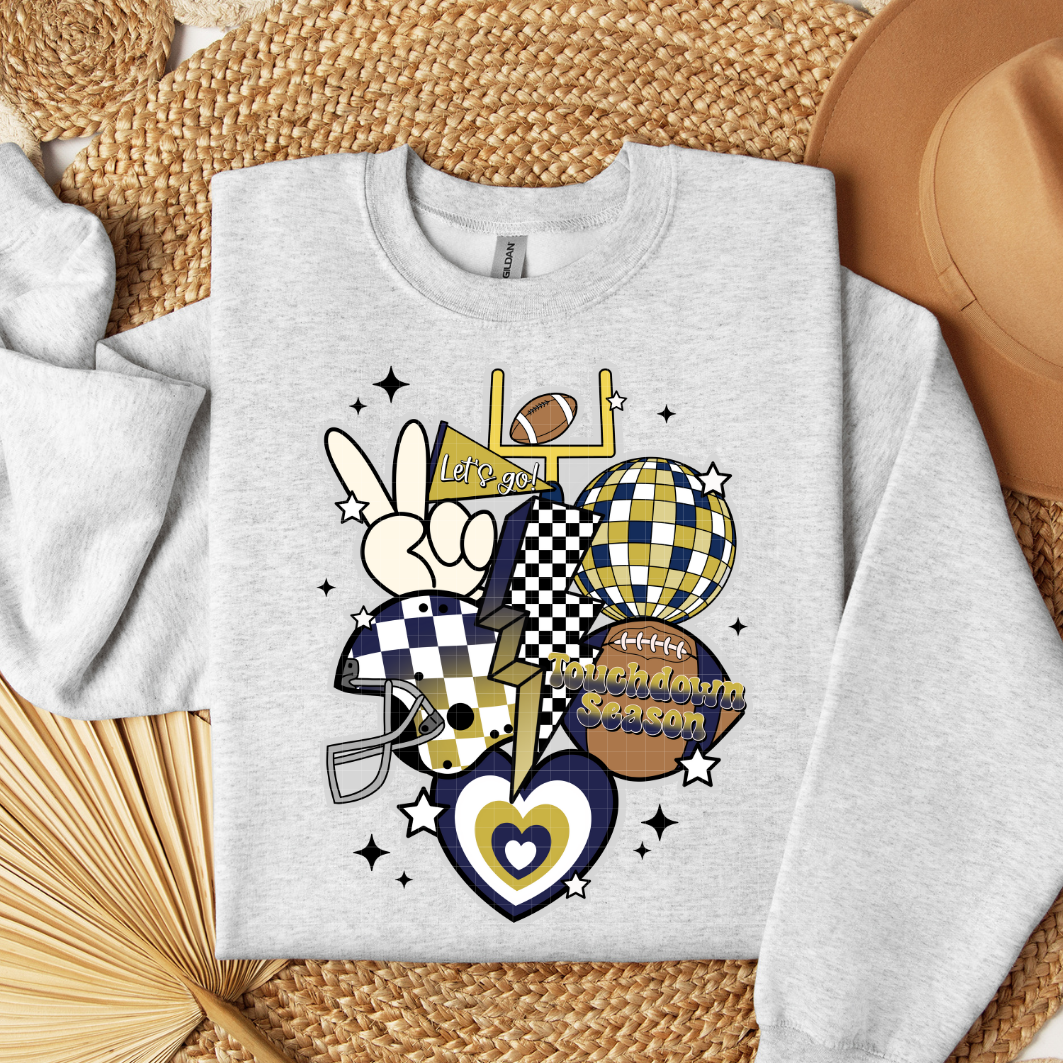RETRO FOOTBALL COLLAGE - NAVY & GOLD - DTF TRANSFER
