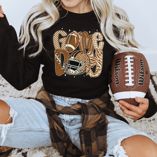 GAME DAY BROWN WITH WHITE STARS - DTF TRANSFER