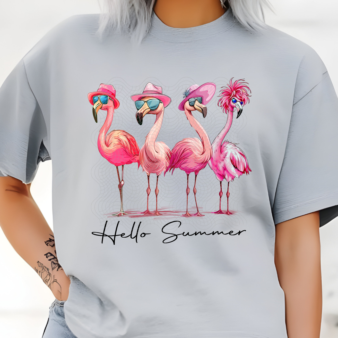 HELLO SUMMER FLAMINGO - DTF TRANSFER