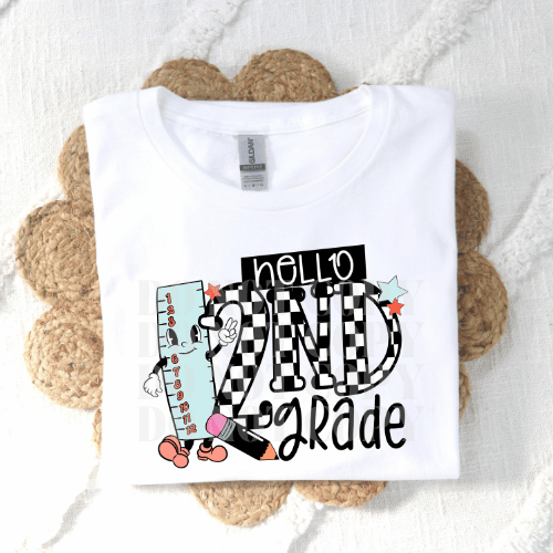 CHECKERED HELLO 2ND GRADE - DTF TRANSFER