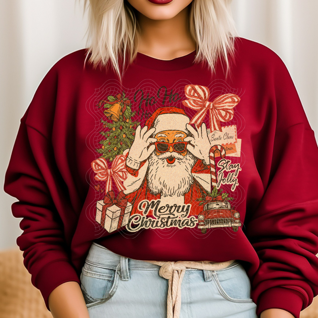 SANTA SUNGLASSES COLLAGE DISTRESSED - DTF TRANSFER