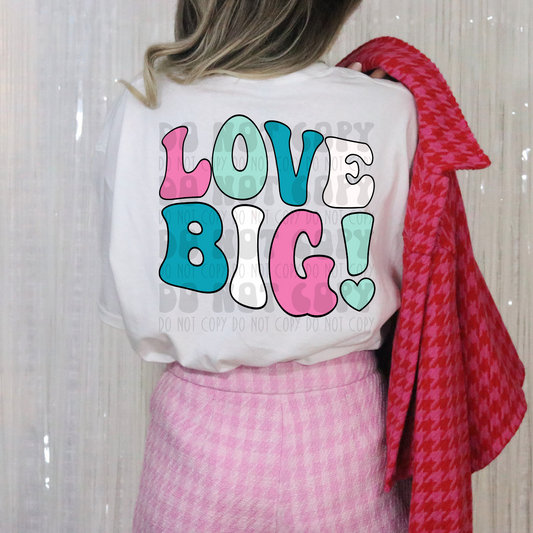 LOVE BIG PINK/TEAL RETRO FONT - DTF TRANSFER