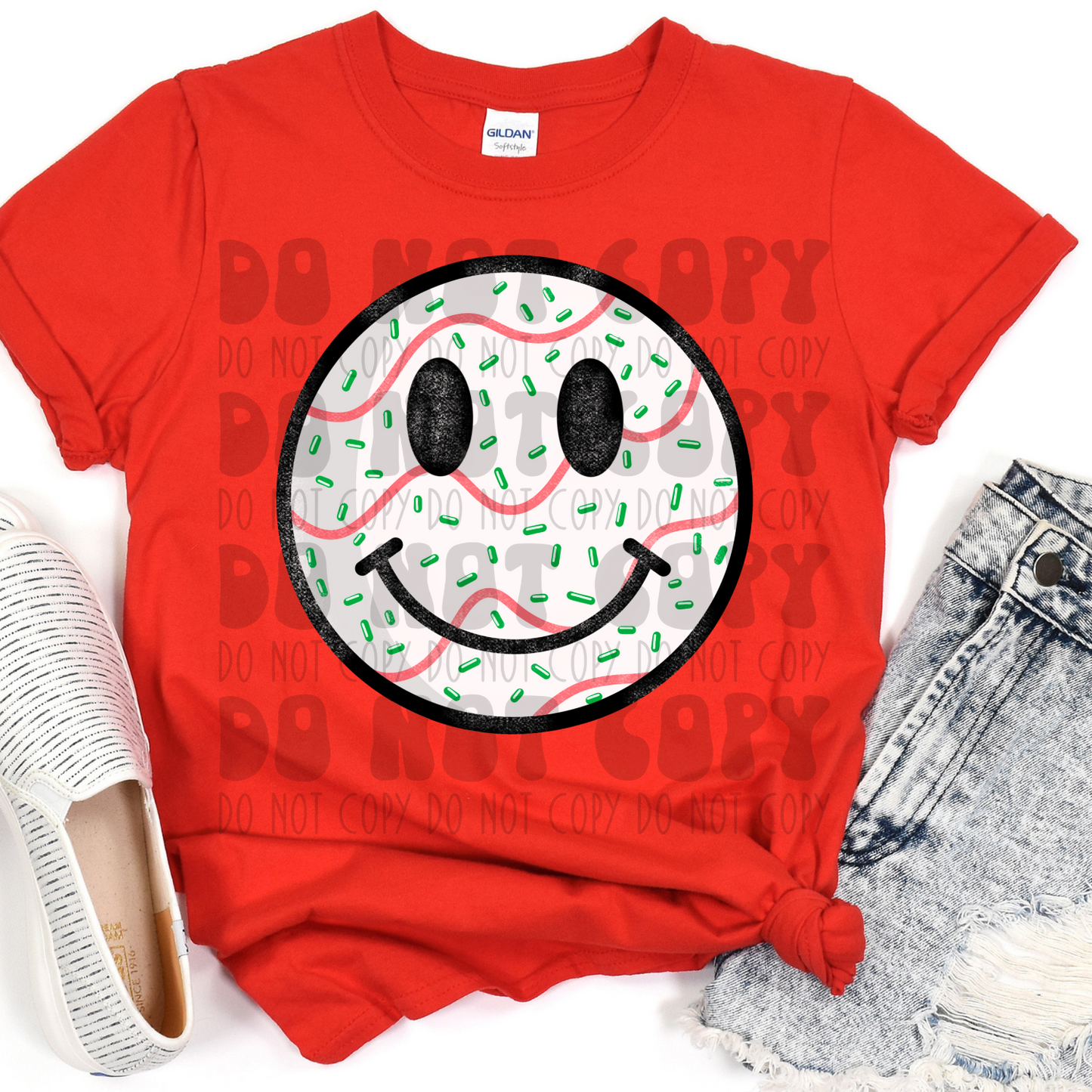 TREE CAKE THEMED SMILEY - BLACK - DTF TRANSFER