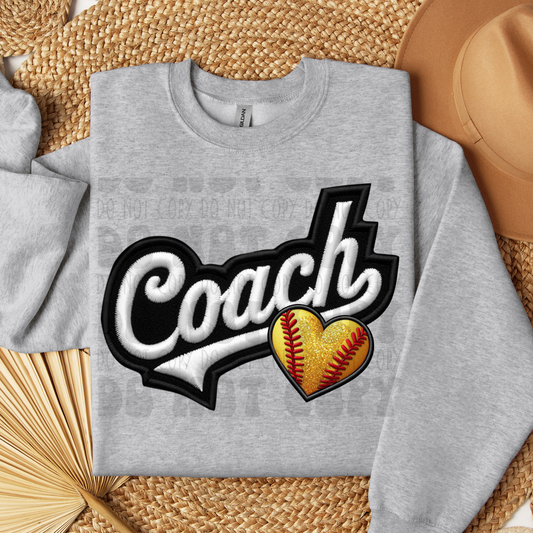 COACH FAUX EMBROIDERY SOFTBALL - DTF TRANSFER