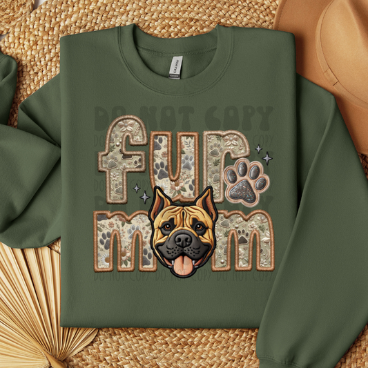 PITBULL, TAN, CROPPED EARS - FAUX EMBROIDERY - DTF TRANSFER