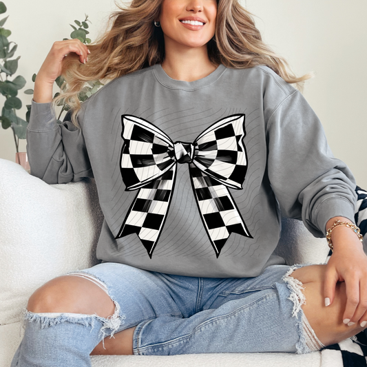 CHECKERED FLAG BOW - DTF TRANSFER