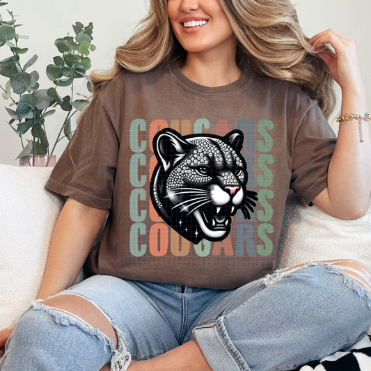 COUGARS STACKED RHINESTONES - DTF TRANSFER