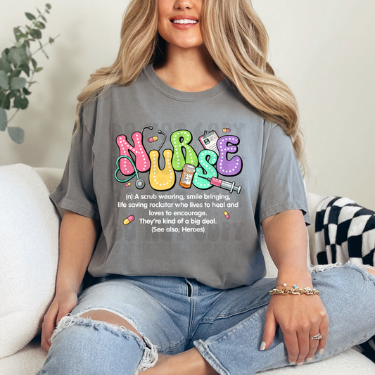 NURSE DEFINITION WHT TEXT - DTF TRANSFER