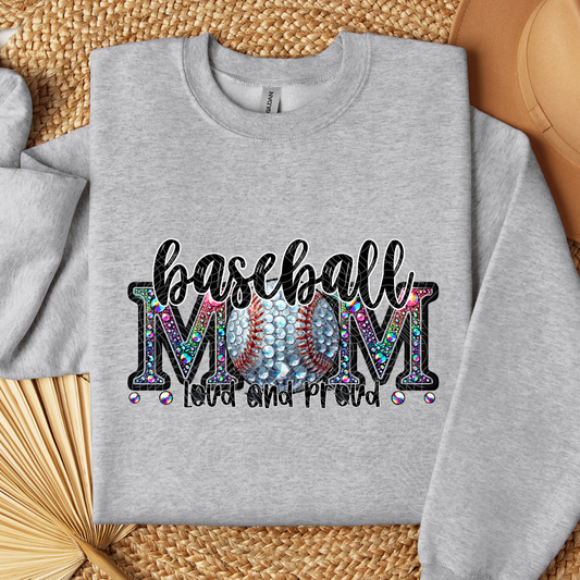 BASEBALL MOM RHINESTONE BLK - DTF TRANSFER