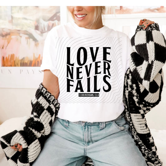 LOVE NEVER FAILS, BLK - DTF TRANSFER