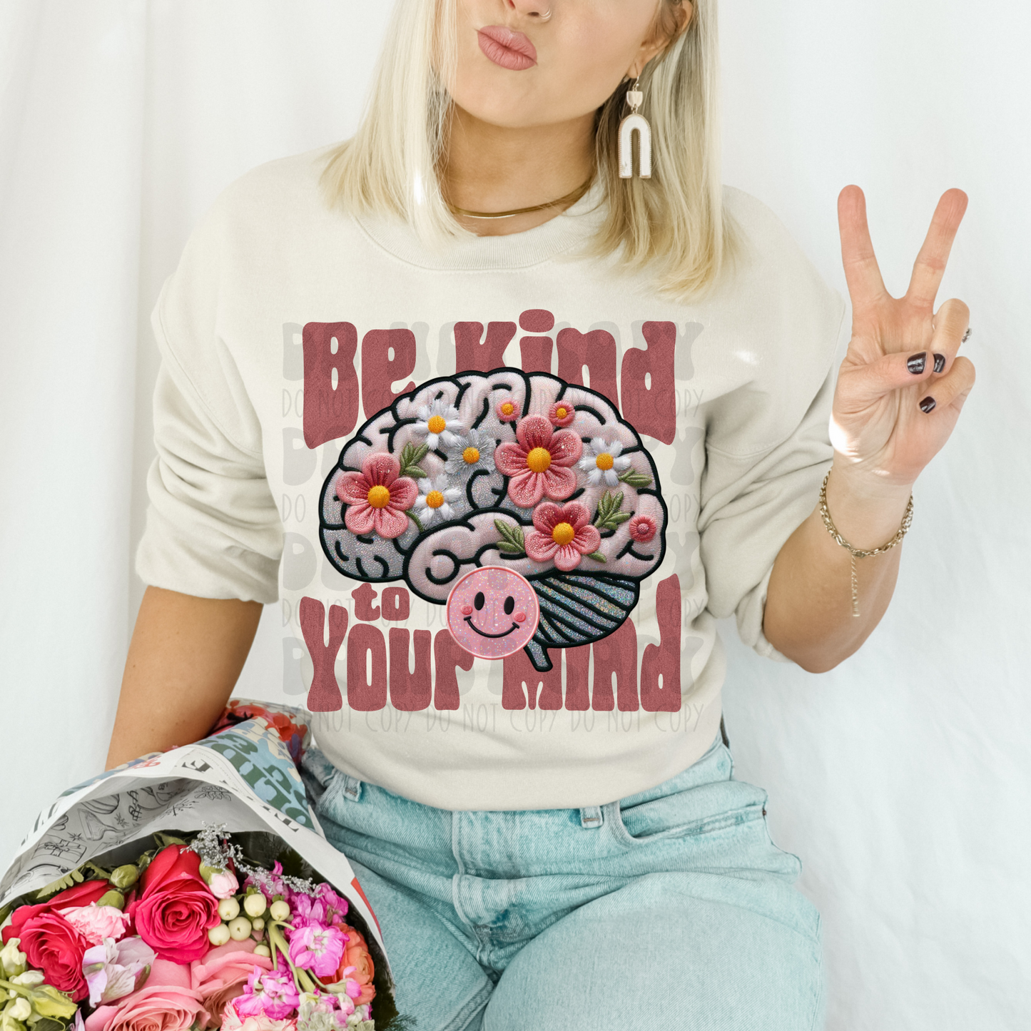 BE KIND TO YOUR MIND FAUX EMBROIDERY - DTF TRANSFER