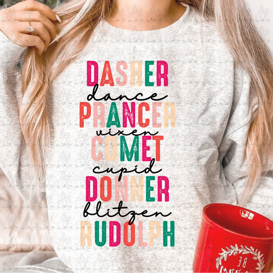 REINDEER NAMES - DTF TRANSFER